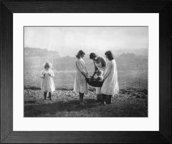 Framed Print : Four girls and a baby Framed Print : Four girls and a baby