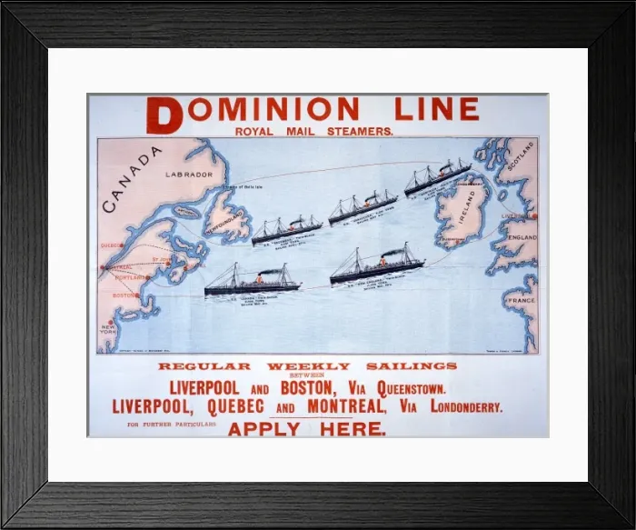 Framed Print : Dominion Line steamers Framed Print : Dominion Line steamers