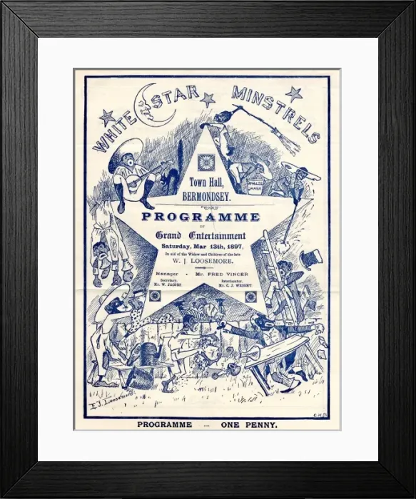 Framed Print : White Star Minstrels programme Framed Print : White Star Minstrels programme