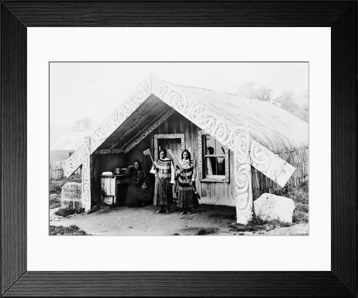 Framed Print : Maoris outside Maori building, 1907 Date: 1907 Framed Print : Maoris outside Maori building, 1907 Date: 1907
