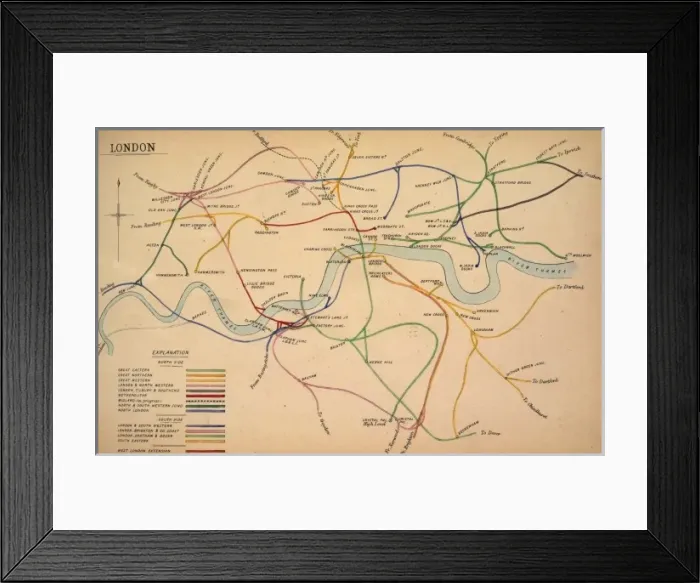 Framed Print : London railways map Framed Print : London railways map