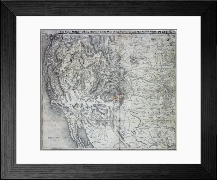 Framed Print : Pacific Coast USA Map Framed Print : Pacific Coast USA Map