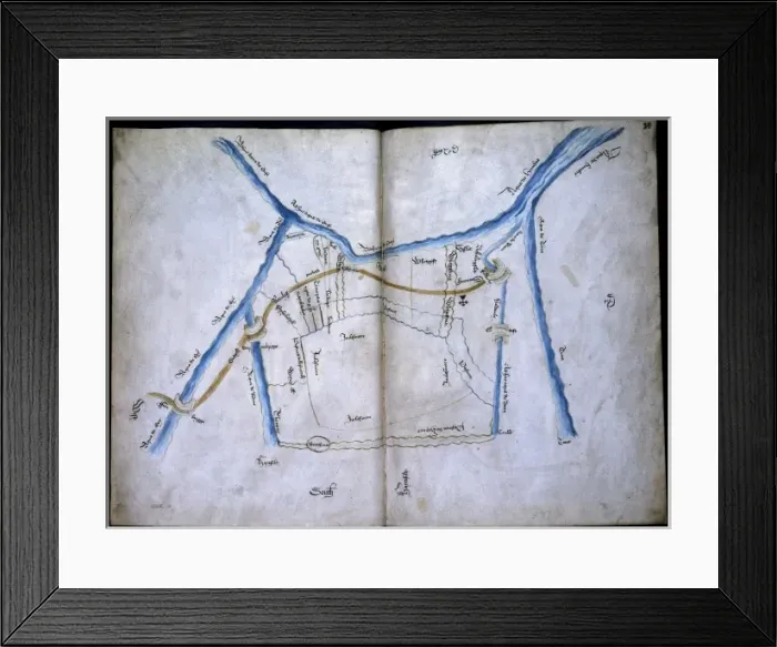 Framed Print : Thorne. Early map of Thorne, near Doncaster showing the River Ouse and the River Trent Framed Print : Thorne. Early map of Thorne, near Doncaster showing the River Ouse and the River Trent