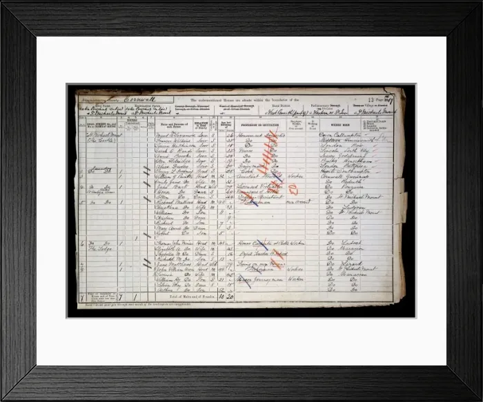 Framed Print : Census 1901 Framed Print : Census 1901