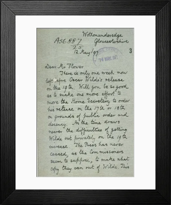 Framed Print : Oscar Wilde release letter Framed Print : Oscar Wilde release letter