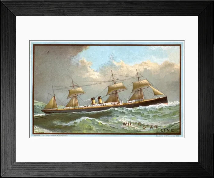 Framed Print : White Star Line poster 1886 Framed Print : White Star Line poster 1886