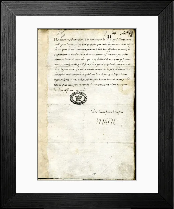 Framed Print : Letter from Mary, Queen of Scots Framed Print : Letter from Mary, Queen of Scots