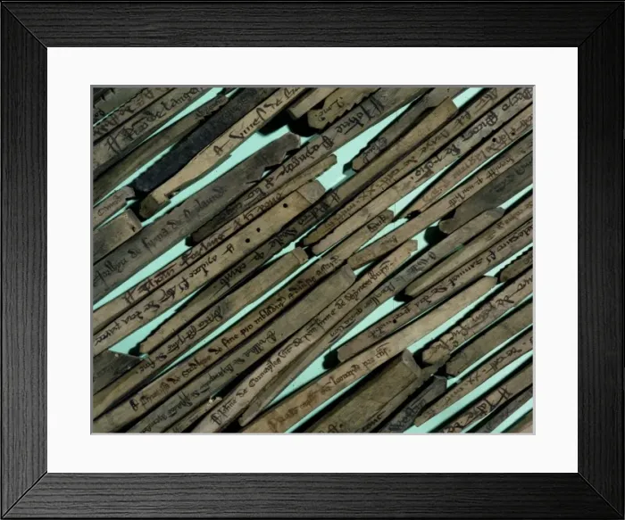 Framed Print : 13th century tallies Framed Print : 13th century tallies