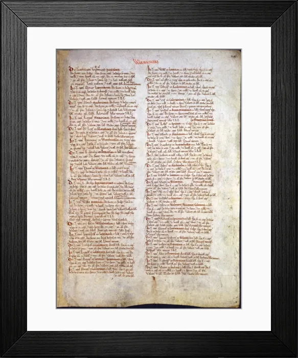 Framed Print : The Domesday Book, Warwickshire Framed Print : The Domesday Book, Warwickshire