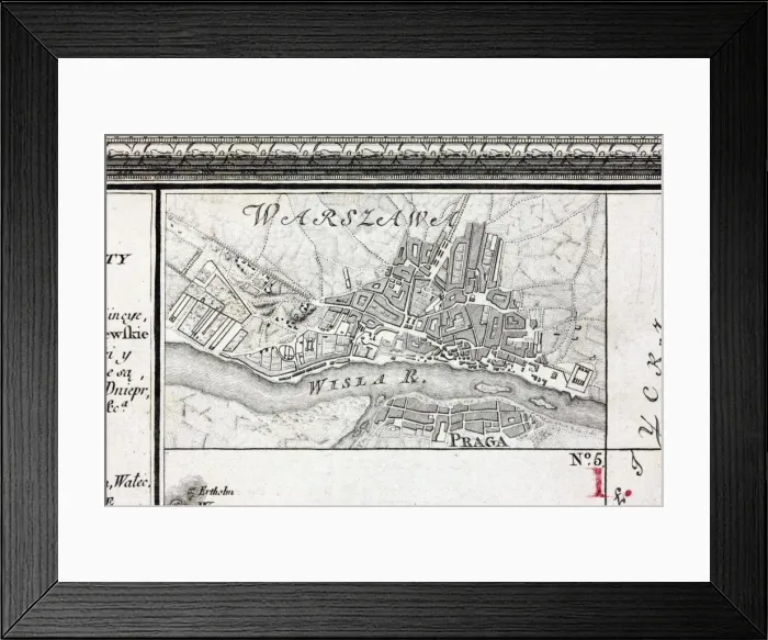 Framed Print : Map of Warsaw Framed Print : Map of Warsaw