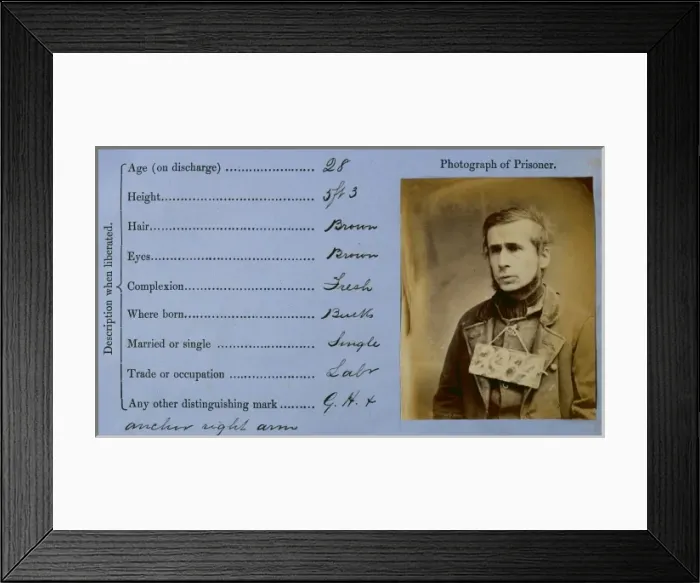 Framed Print : Prisoner mug shot 1872-1873 Framed Print : Prisoner mug shot 1872-1873