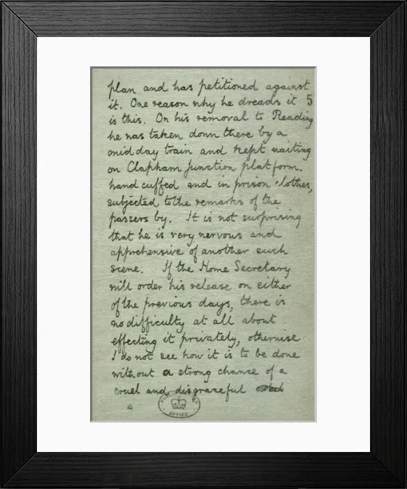 Framed Print : Oscar Wilde release letter Framed Print : Oscar Wilde release letter