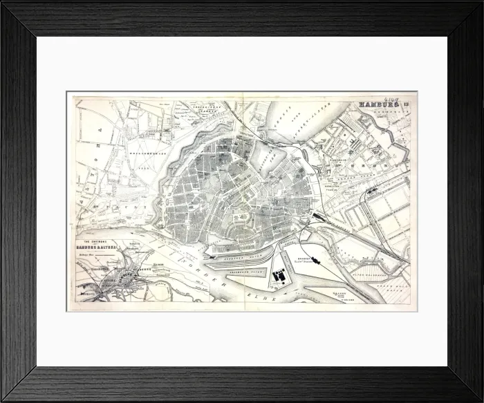 Framed Print : Map of Hamburg Framed Print : Map of Hamburg