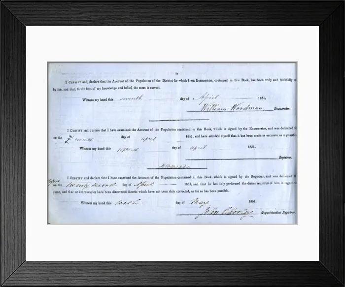 Framed Print : 1851 Census Framed Print : 1851 Census