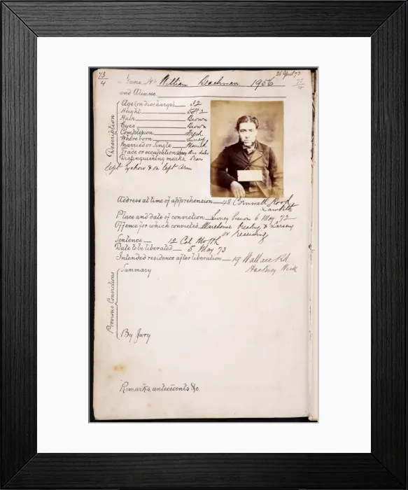 Framed Print : Prisoner mug shot 1873 Framed Print : Prisoner mug shot 1873