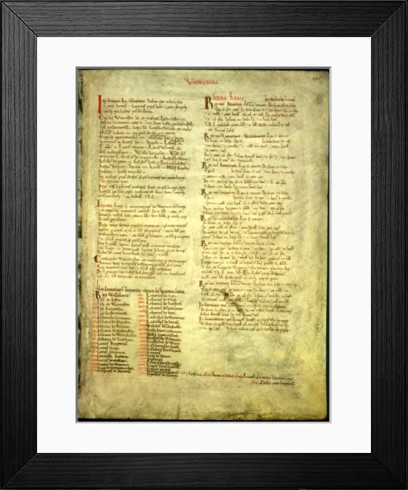 Framed Print : The Domesday Book, Warwickshire Framed Print : The Domesday Book, Warwickshire