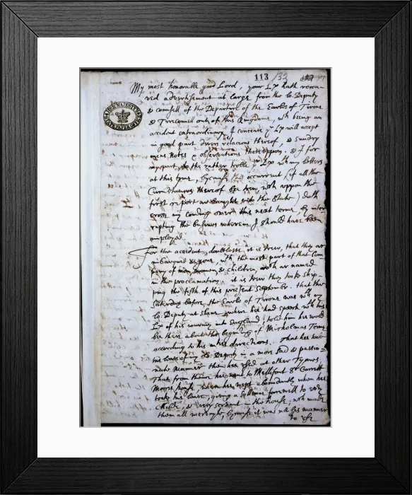 Framed Print : Letter from Sir John Davies Framed Print : Letter from Sir John Davies