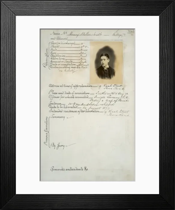 Framed Print : Prisoner mug shot 1872-1873 Framed Print : Prisoner mug shot 1872-1873
