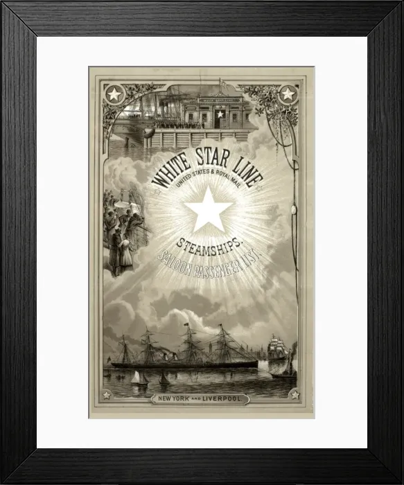 Framed Print : Saloon passenger list - White Star Line steamship services Framed Print : Saloon passenger list - White Star Line steamship services
