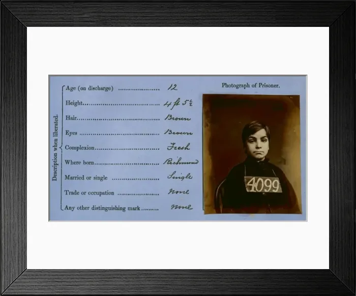 Framed Print : Prisoner mug shot 1872-1873 Framed Print : Prisoner mug shot 1872-1873