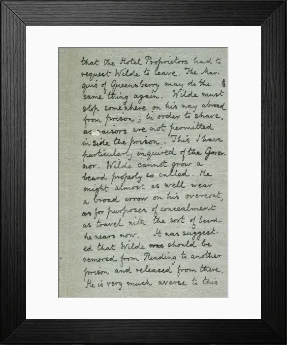 Framed Print : Oscar Wilde release letter Framed Print : Oscar Wilde release letter