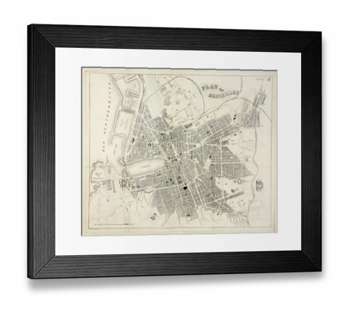Framed Print : Map of Marseilles Framed Print : Map of Marseilles