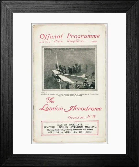 Framed Print : Official programme cover, The London Aerodrome Framed Print : Official programme cover, The London Aerodrome
