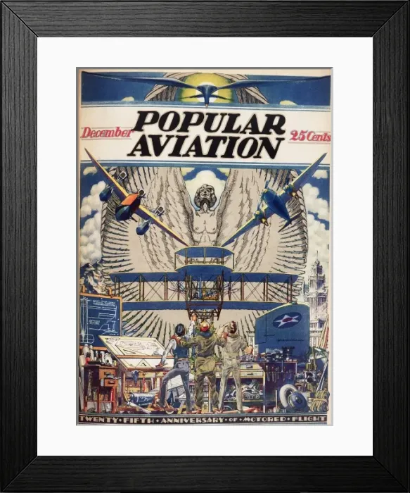 Framed Print : Cover design, Popular Aviation Magazine Framed Print : Cover design, Popular Aviation Magazine