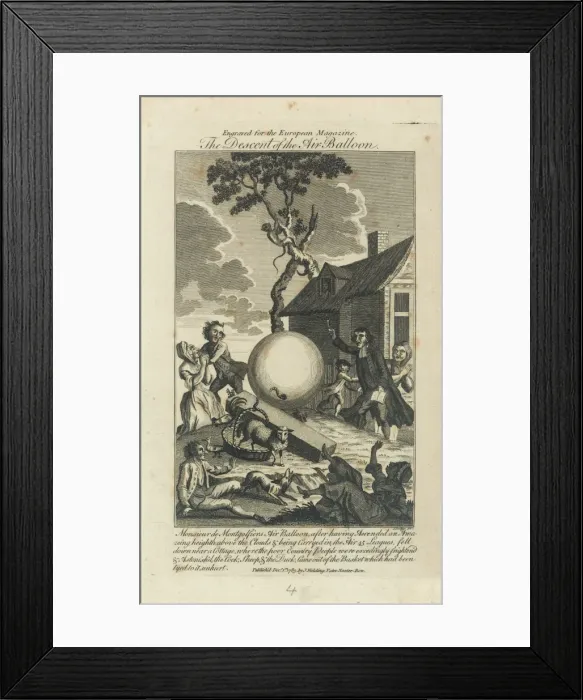 Framed Print : Descent of Montgolfier balloon Framed Print : Descent of Montgolfier balloon