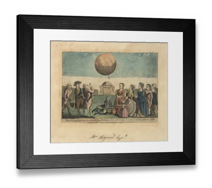 Framed Print : King and Queen watching a balloon ascent, Windsor Framed Print : King and Queen watching a balloon ascent, Windsor