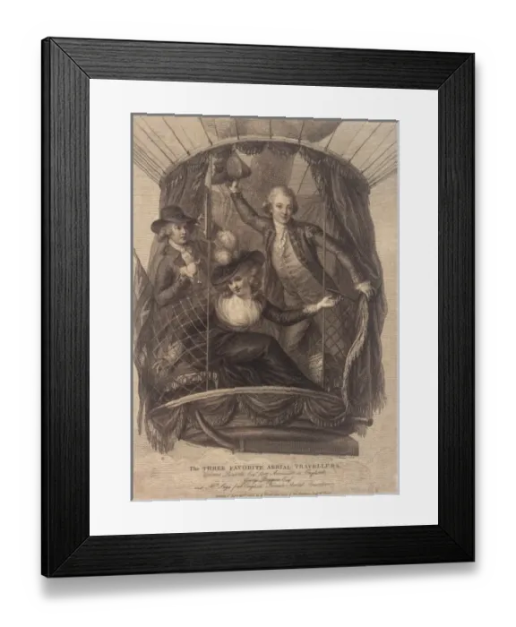 Framed Print : Three passengers in a balloon Framed Print : Three passengers in a balloon