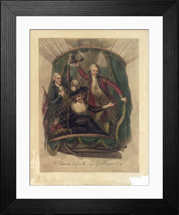 Framed Print : Three passengers in a balloon Framed Print : Three passengers in a balloon