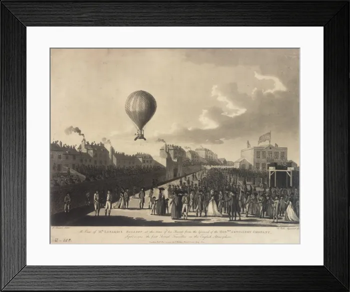 Framed Print : Lunardis balloon ascent from Artillery Ground Framed Print : Lunardis balloon ascent from Artillery Ground