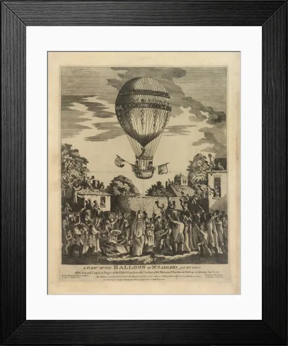 Framed Print : Balloon ascending with Sadler and Paget Framed Print : Balloon ascending with Sadler and Paget
