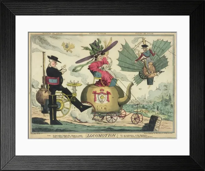 Framed Print : Satirical cartoon, Locomotion Framed Print : Satirical cartoon, Locomotion