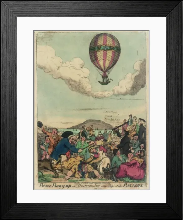 Framed Print : Satirical cartoon on ballooning Framed Print : Satirical cartoon on ballooning