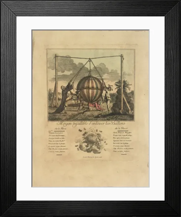 Framed Print : Satirical cartoon, raising a balloon Framed Print : Satirical cartoon, raising a balloon