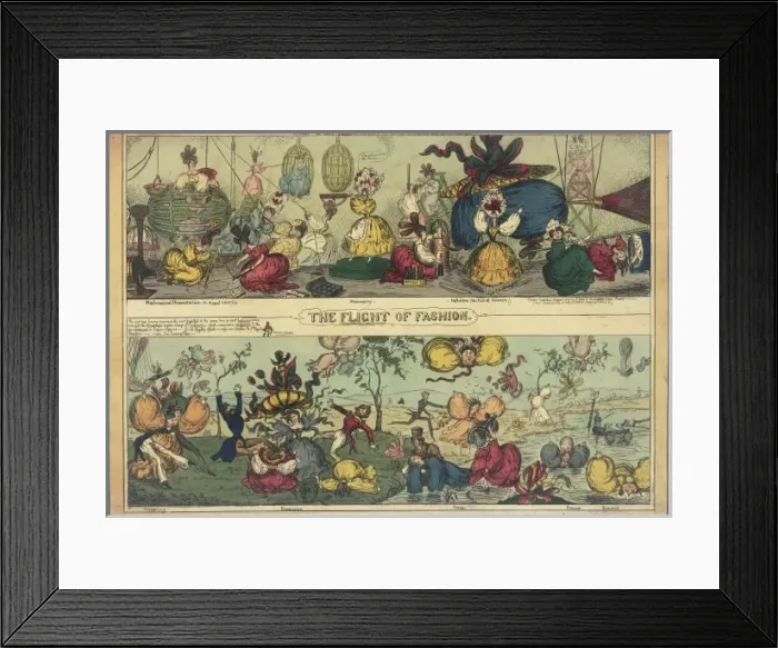 Framed Print : Satirical cartoon, The Flight of Fashion Framed Print : Satirical cartoon, The Flight of Fashion