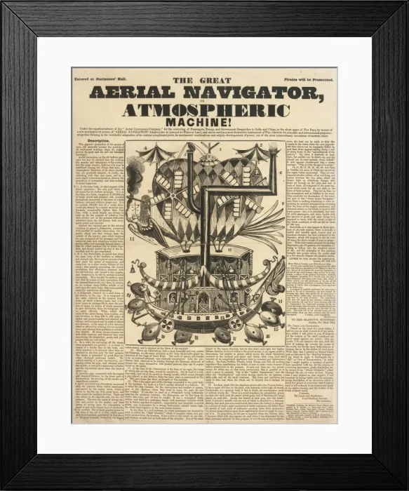 Framed Print : The Great Aerial Navigator, or Atmospheric Machine Framed Print : The Great Aerial Navigator, or Atmospheric Machine