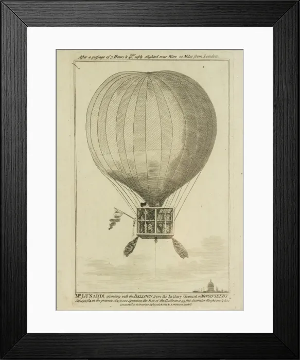 Framed Print : Lunardi ascent from Artillery Grounds Framed Print : Lunardi ascent from Artillery Grounds