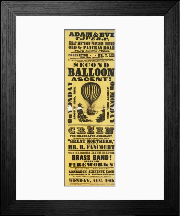 Framed Print : Ballooning poster, Mr H Green Framed Print : Ballooning poster, Mr H Green