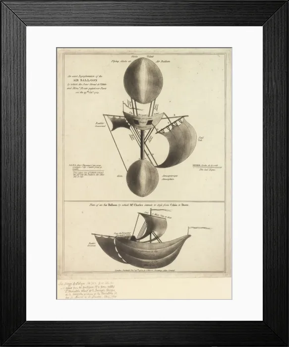 Framed Print : Flying Globe and Air Balloon Framed Print : Flying Globe and Air Balloon