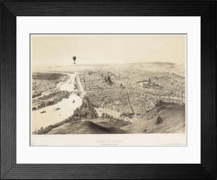 Framed Print : Balloon flight over Rouen, France Framed Print : Balloon flight over Rouen, France