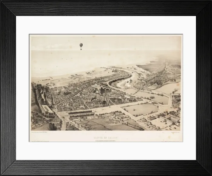 Framed Print : Balloon flight over Dieppe, France Framed Print : Balloon flight over Dieppe, France