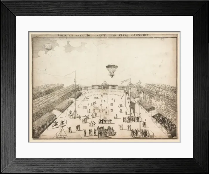 Framed Print : Elisa Garnerin parachute descent Framed Print : Elisa Garnerin parachute descent