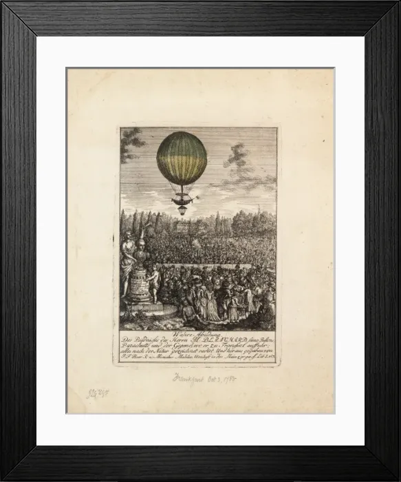 Framed Print : Blanchard balloon flight to Frankfurt, Germany Framed Print : Blanchard balloon flight to Frankfurt, Germany