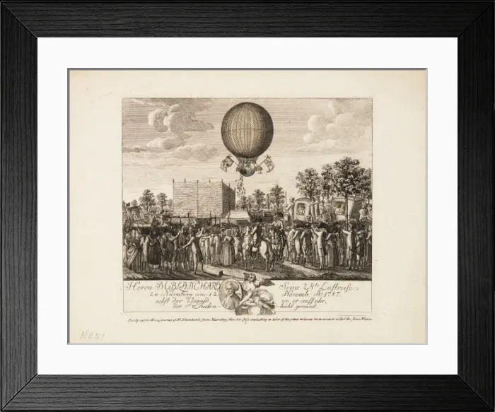 Framed Print : Blanchard balloon ascent over Nuremberg, Germany Framed Print : Blanchard balloon ascent over Nuremberg, Germany