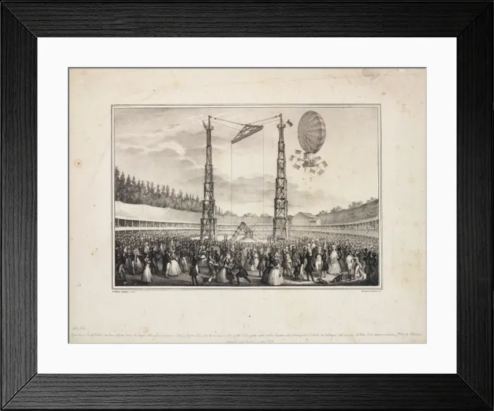 Framed Print : Balloon launch from a stadium, Italy Framed Print : Balloon launch from a stadium, Italy