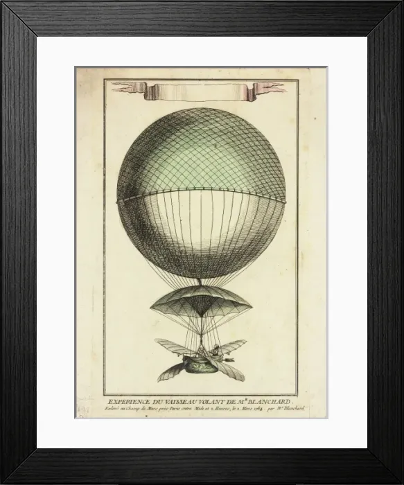 Framed Print : Balloon ascent by Blanchard, Champ de Mars, Paris Framed Print : Balloon ascent by Blanchard, Champ de Mars, Paris
