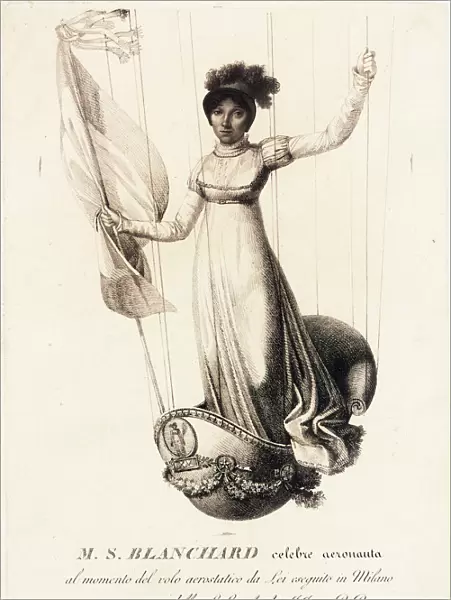 Sophie Blanchard in balloon ascent, Milan